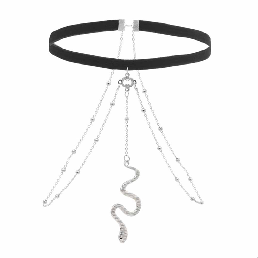 ボホジュエリー-女性用ゴールドシルバーカラースネークのペンダ - Body Jewelry In Store のレビューと価格