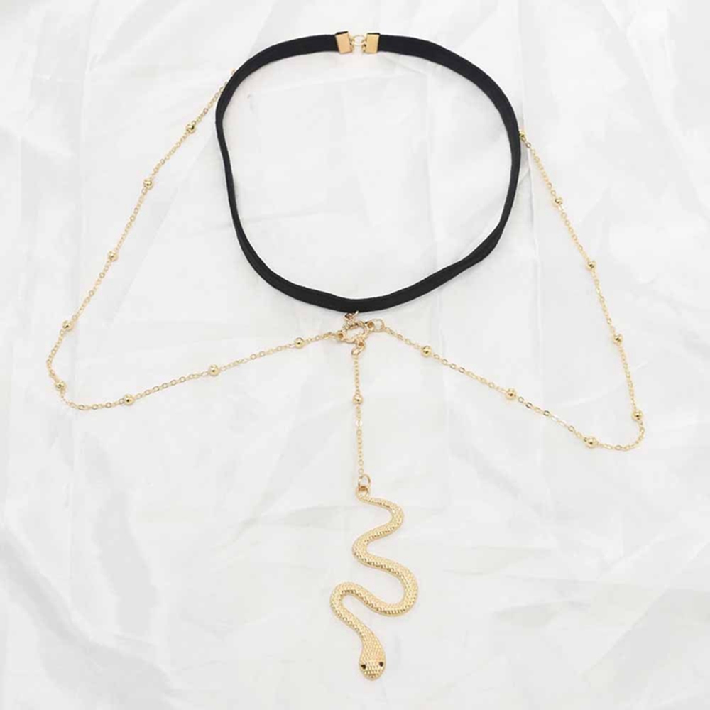 ボホジュエリー-女性用ゴールドシルバーカラースネークのペンダ - Body Jewelry In Store のレビューと価格