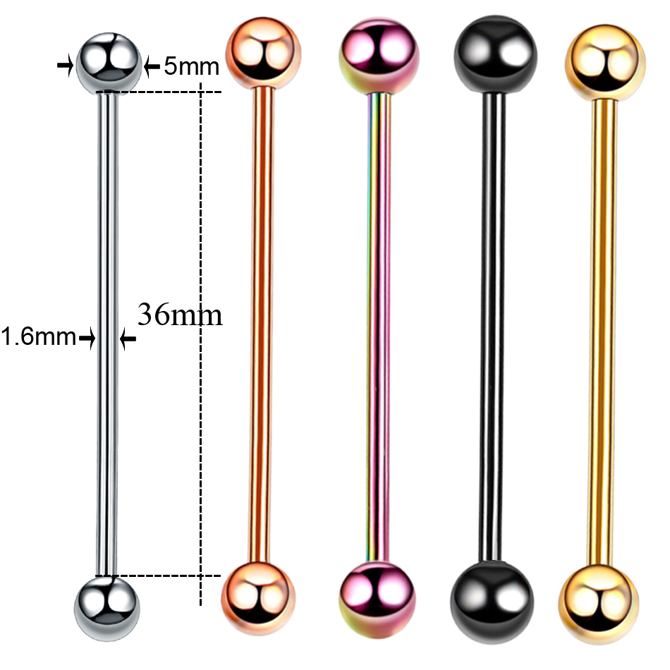 1PC チタンピアス宝石工業用バーベルイヤリングクリスタルフ - Industrial Barbell Long のレビューと価格