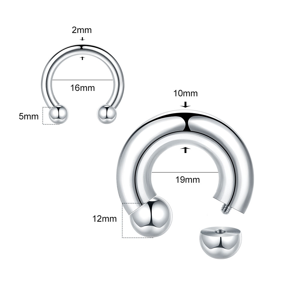 1PC 18G-00G 大型ゲージステンレス鋼馬蹄リングセプ - Body Jewelry Gauges のレビューと価格