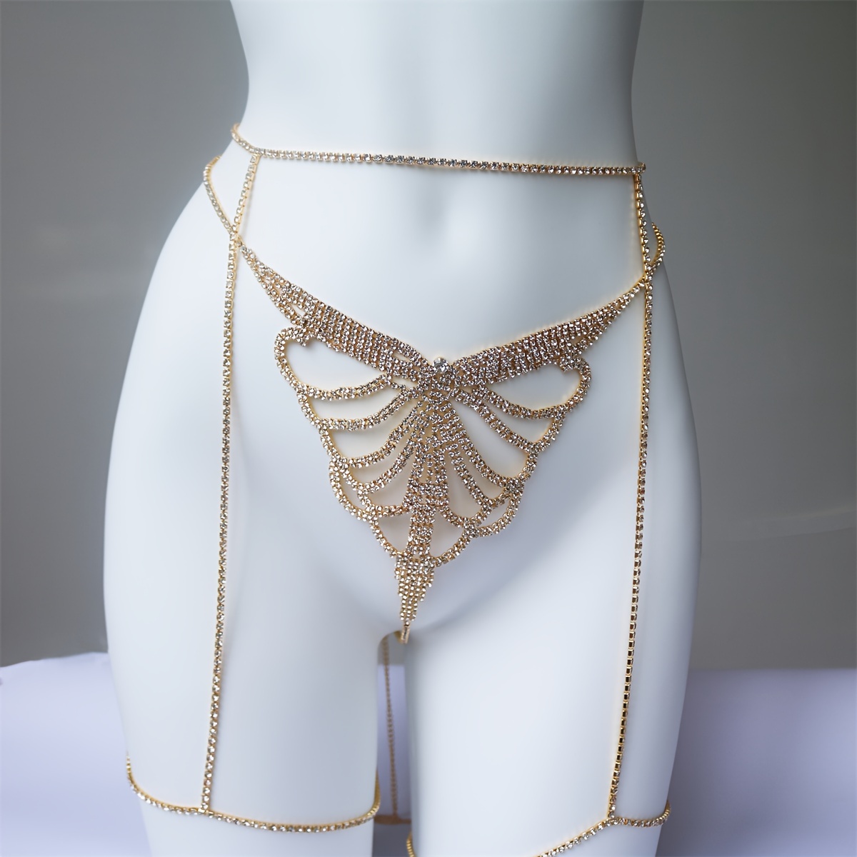 マルチレイヤーラインストーン、スパークリングウエストジュエリ - Body Jewelry Leg Chain のレビューと価格