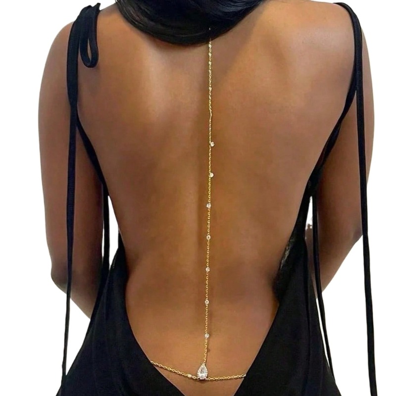 花嫁背中の開いたラインストーン水滴ボディチェーンベリーウエス - Body Jewelry Chest のレビューと価格