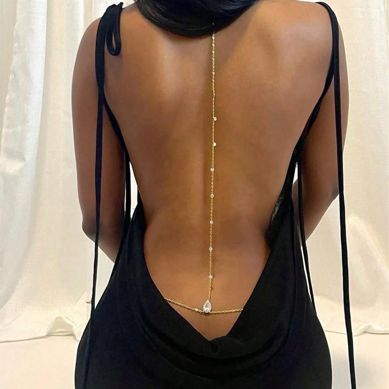 花嫁背中の開いたラインストーン水滴ボディチェーンベリーウエス - Body Jewelry Chest のレビューと価格