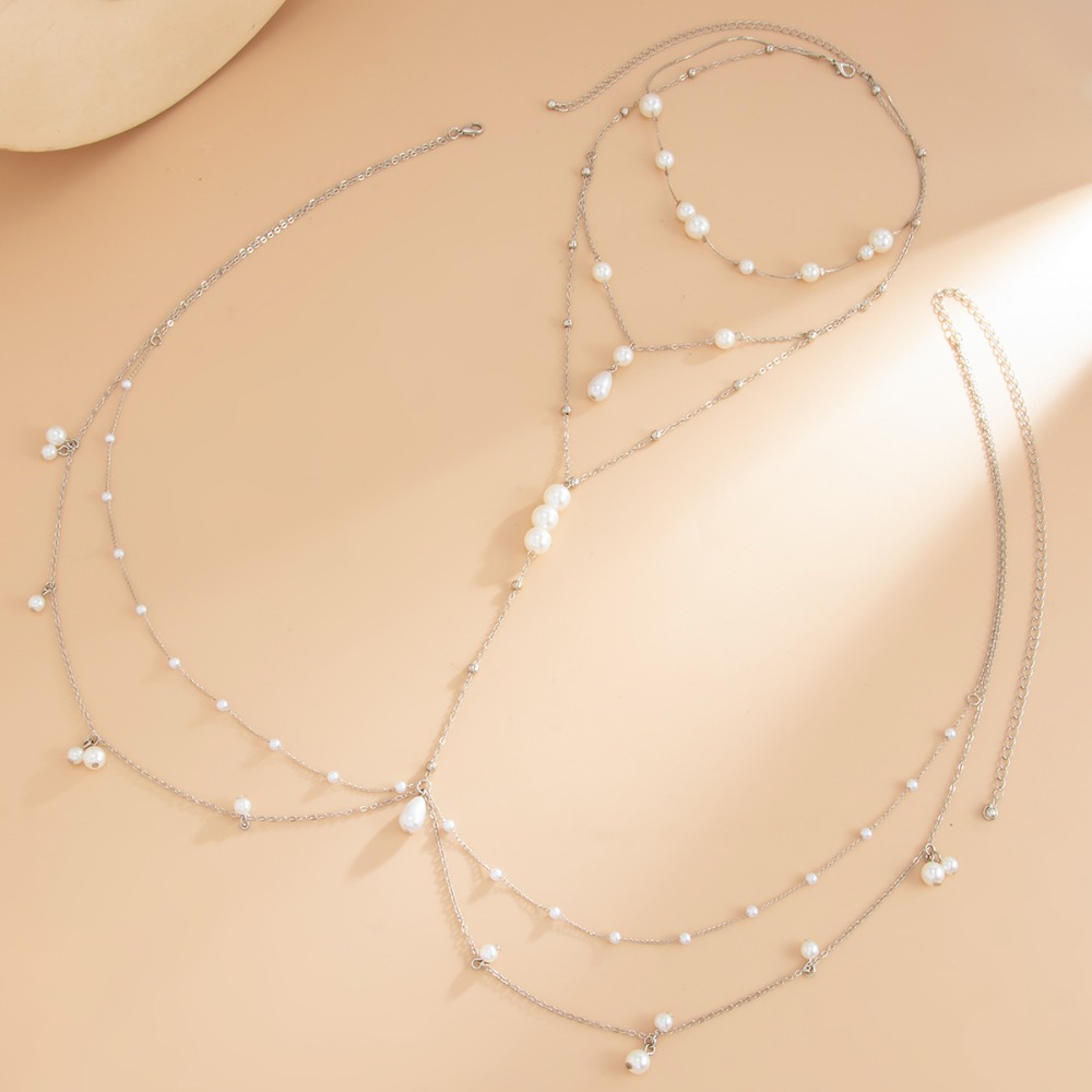 多層模造パールネックレスチェストベリーチェーン一体型ウエスト - Body Jewelry Chest のレビューと価格
