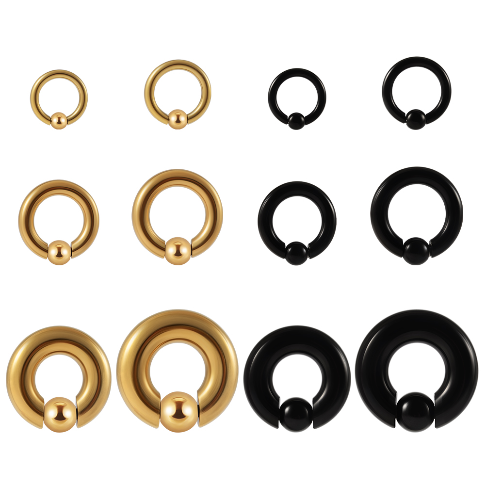 1PC ステンレス鋼大型キャプティブビーズリングビッグゲージ - Body Jewelry Gauge Sizes のレビューと価格