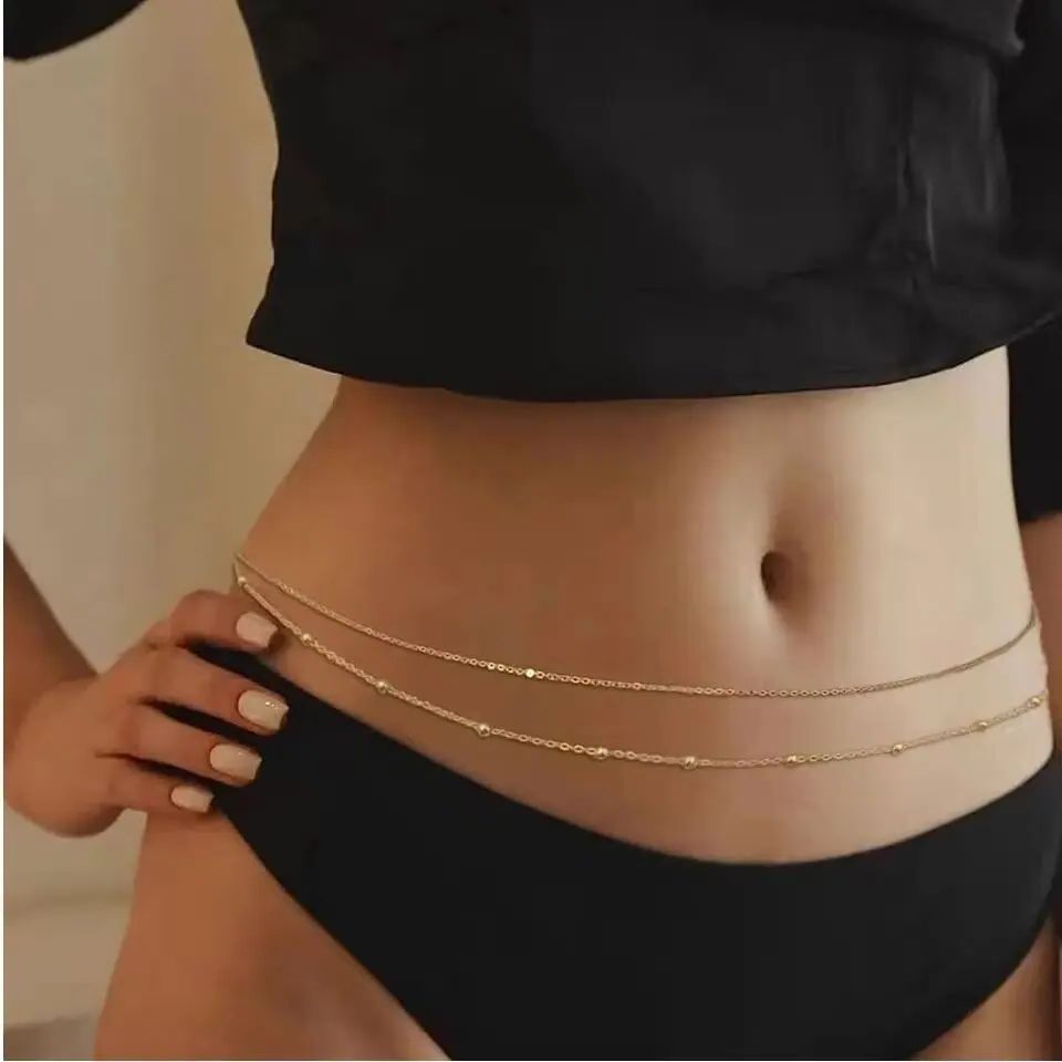 ヒップホップ二層ベリーチェーン女性のための Y2K ゴールド - Body Jewelry Chest のレビューと価格