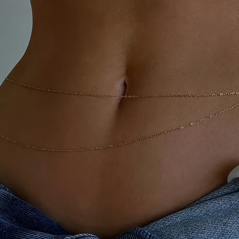 1ダブルレイヤーゴールドメタルウエストチェーンベルト - 女 - Body Jewelry Gold のレビューと価格