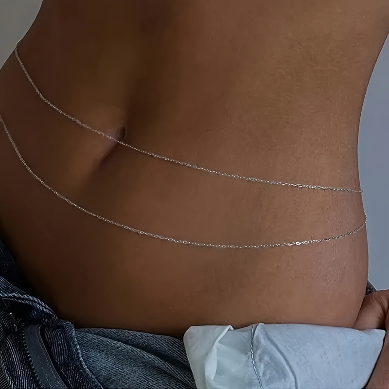 1ダブルレイヤーゴールドメタルウエストチェーンベルト - 女 - Body Jewelry Gold のレビューと価格