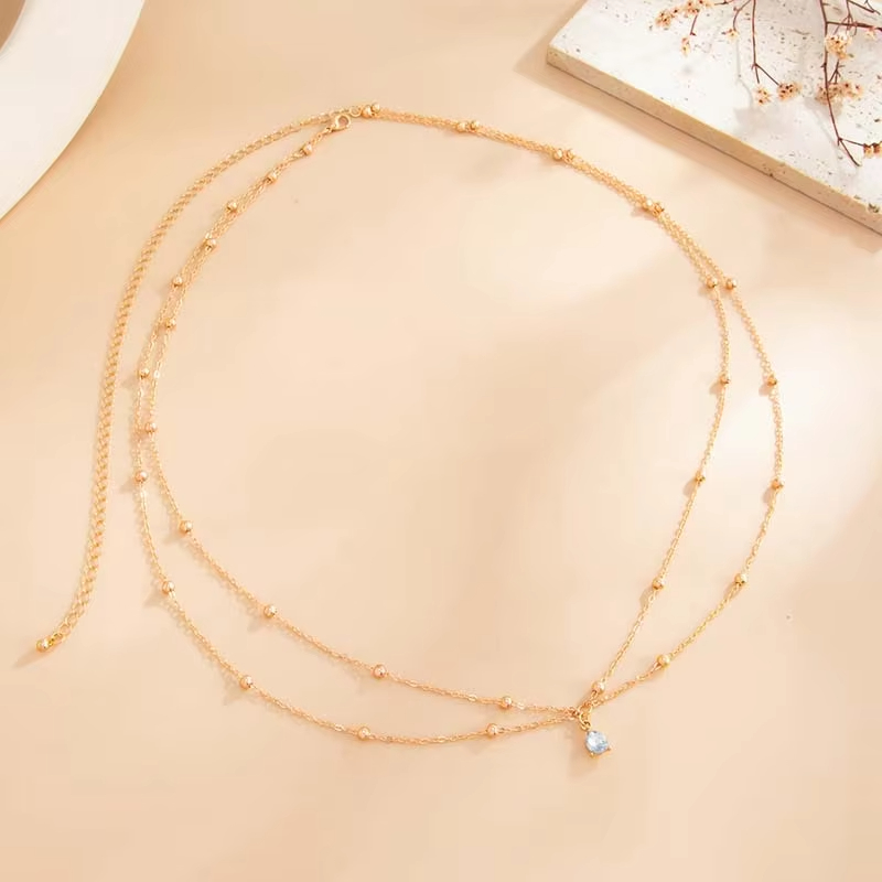 女性用ファッションダブルレイヤービーズウエストチェーン、シン - Body Jewelry Gold のレビューと価格