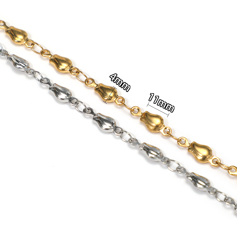 1メートルのステンレス製フラワービーズチェーン、DIYジュエ - Body Jewelry Necklace のレビューと価格
