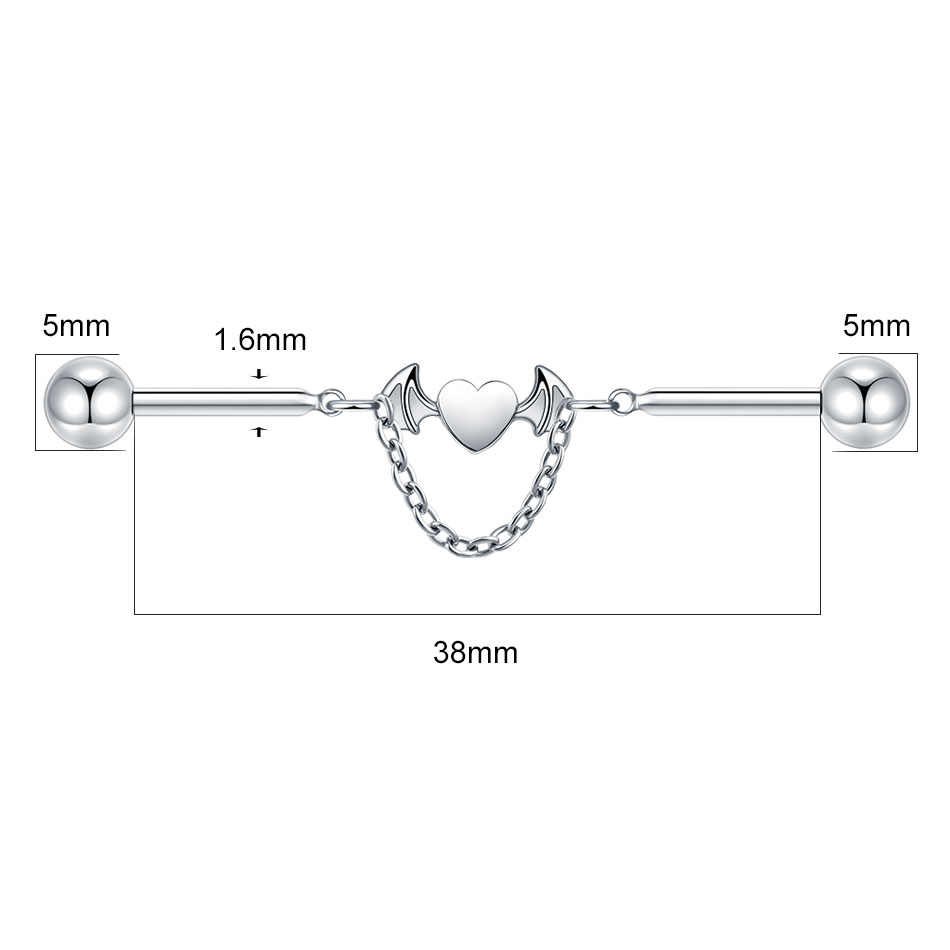 1個 チタン製 CZ インダストリアル ヘリックス ピアス  - Industrial Barbell Long のレビューと価格