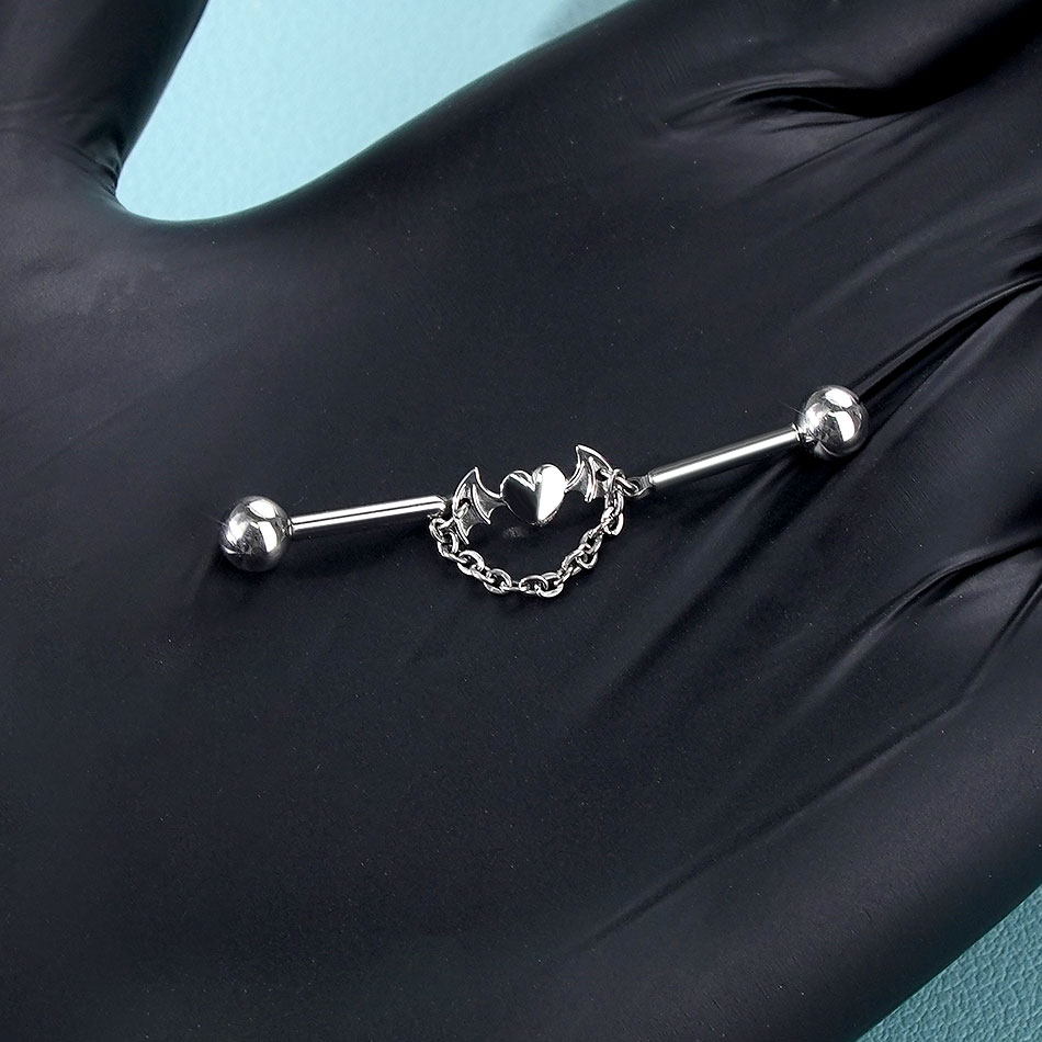 1個 チタン製 CZ インダストリアル ヘリックス ピアス  - Industrial Barbell Long のレビューと価格