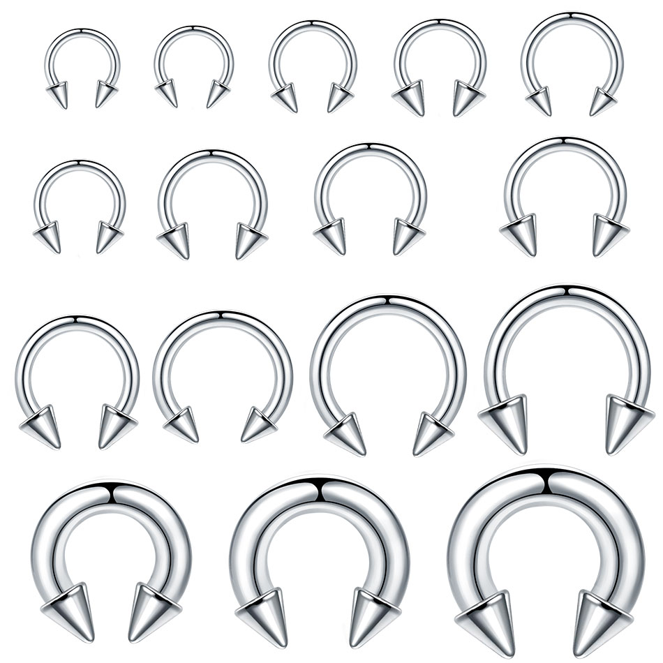 1個 ステンレス製 ビッグサイズ 馬蹄型リング ノーズフープ - Body Jewelry Gauge Sizes のレビューと価格