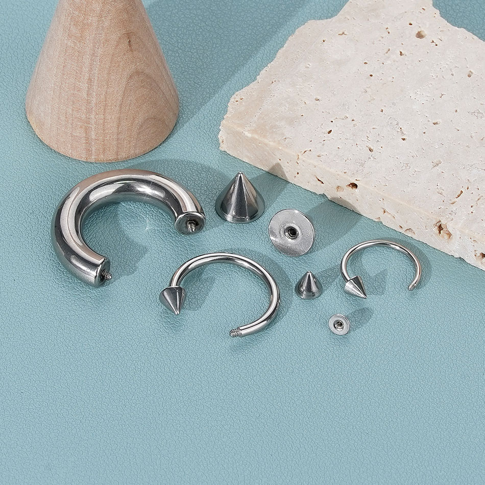 1個 ステンレス製 ビッグサイズ 馬蹄型リング ノーズフープ - Body Jewelry Gauge Sizes のレビューと価格