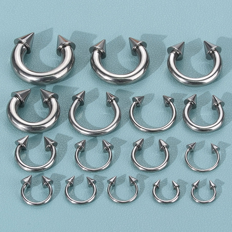 1個 ステンレス製 ビッグサイズ 馬蹄型リング ノーズフープ - Body Jewelry Gauge Sizes のレビューと価格