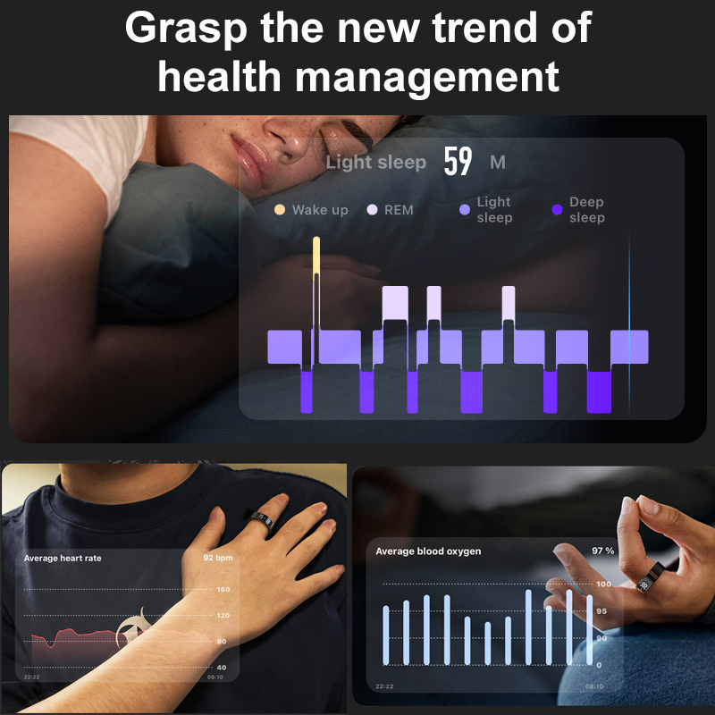 AMZMAX R11C 表示画面スマートリング男性女性、ジェ - Daith Heart Ring のレビューと価格