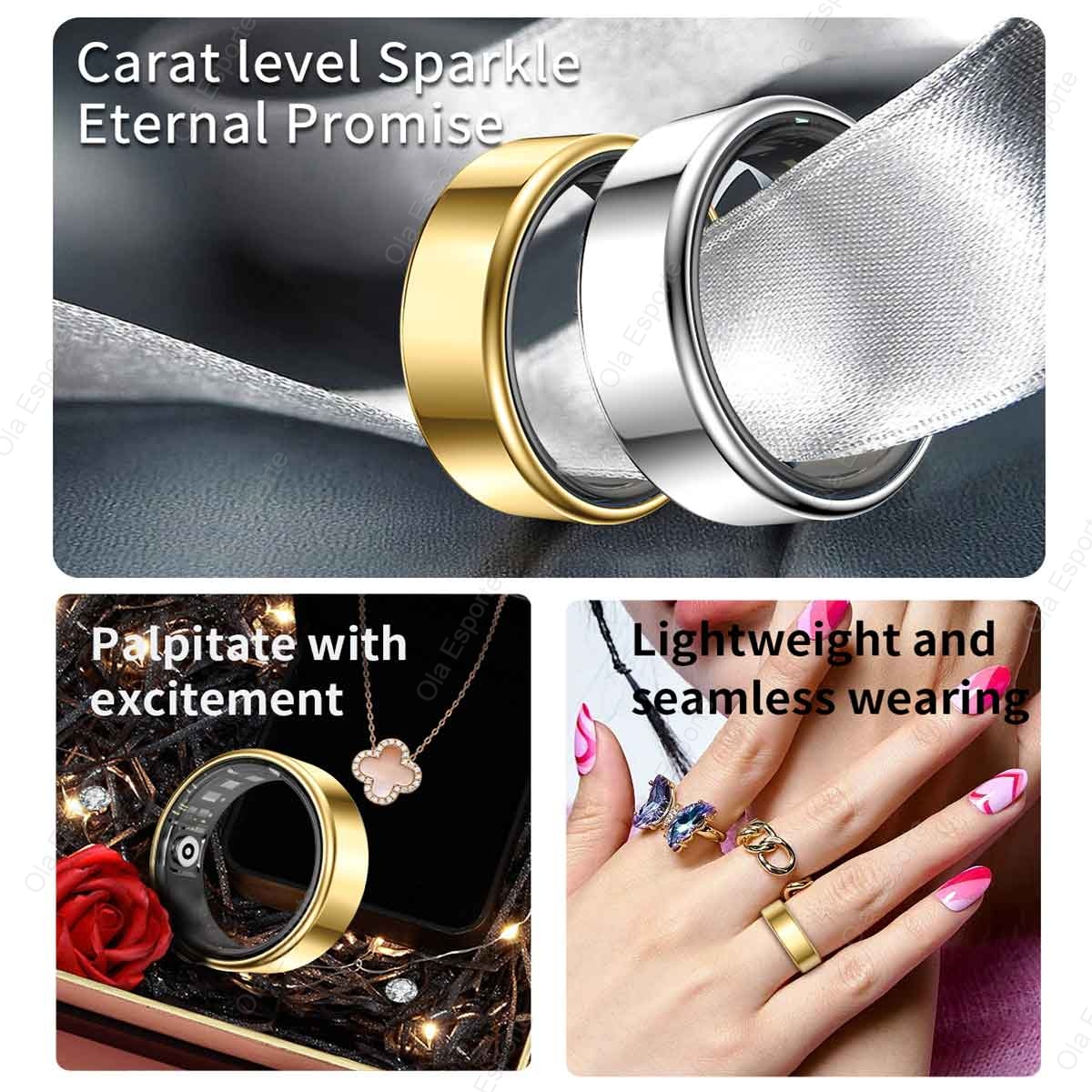 チタン合金スマートリング、血圧/酸素/心拍数モニター付き健康 - Daith Heart Ring のレビューと価格